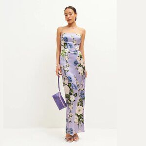 Reformation Frankie Silk Dress in Garden Soiree